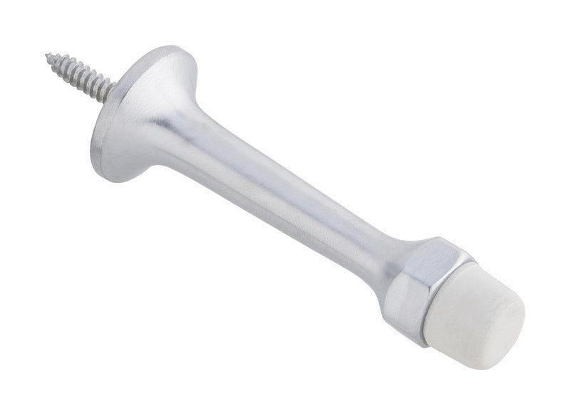 Ives 3-3/16 in. W X 7/8 in. L Aluminum Polished Nickel Silver Door Stop Mounts to wall 7/8 in.