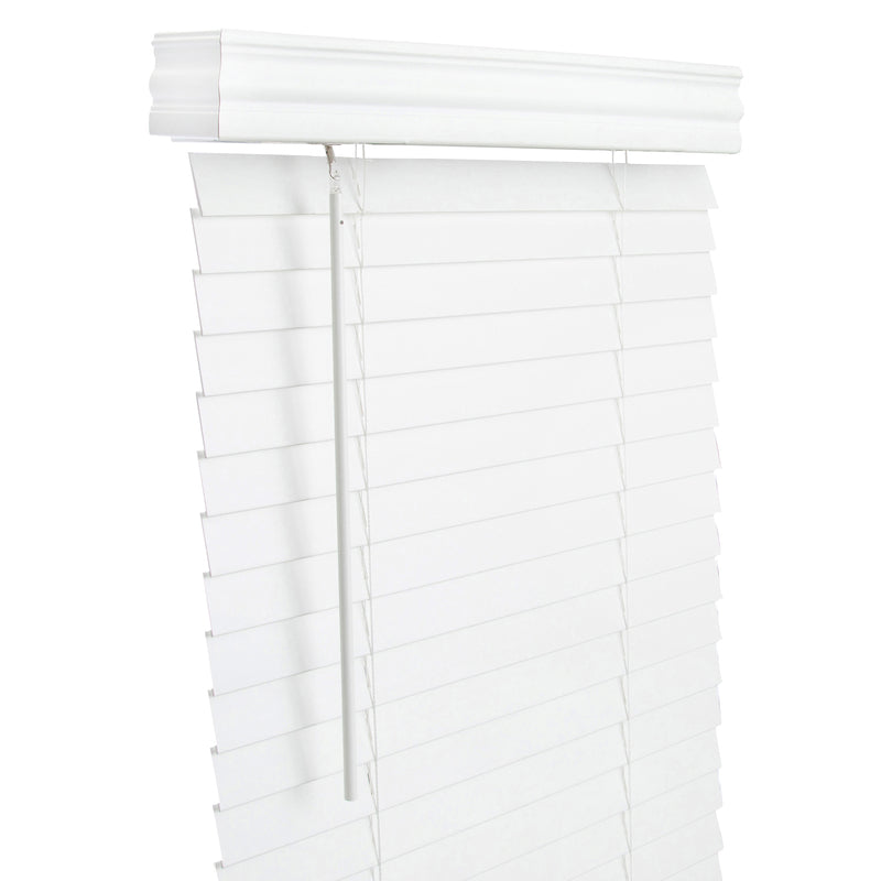 Living Accents Faux Wood 2 in. Mini-Blinds 27 in. W X 60 in. H White Cordless