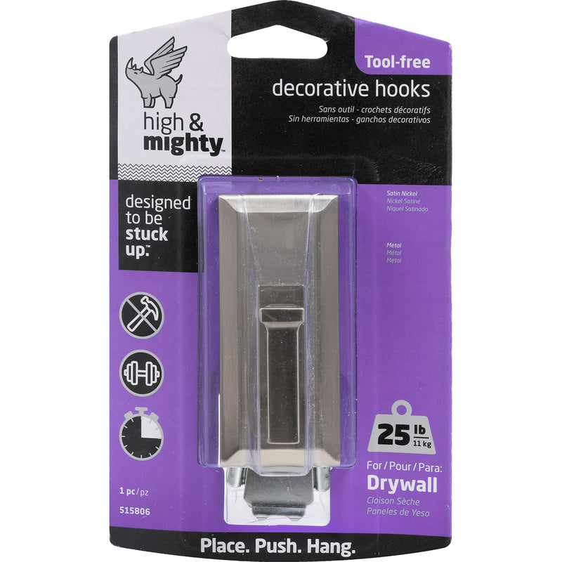 HILLMAN 3.5 in. L Satin Nickel Silver Metal Decorative Hooks 25 lb. cap. 1 pk