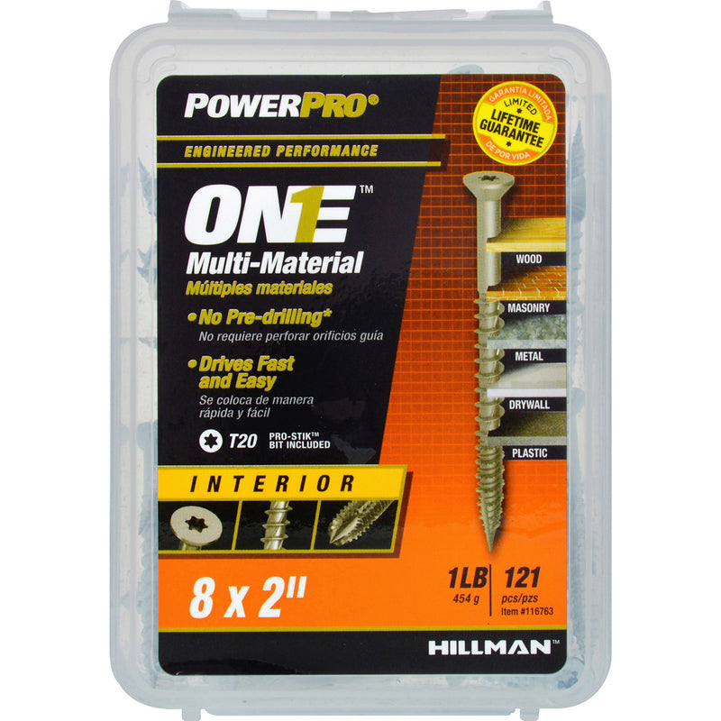 HILLMAN Power Pro No. 8 Ga. X 2 in. L Star Flat Head Coarse Multi-Material Screws