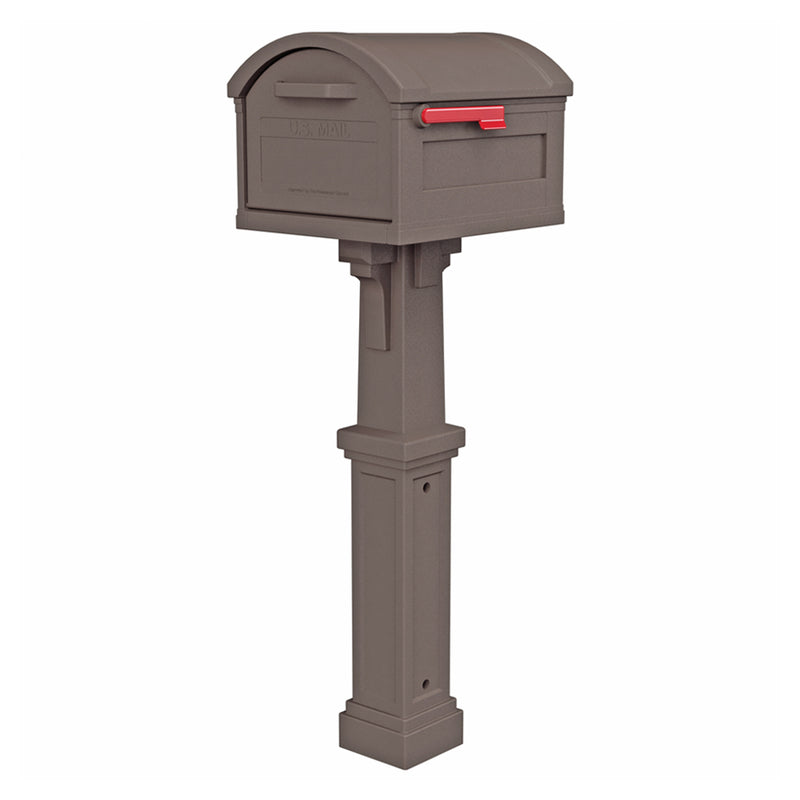 Architectural Mailboxes Grand Haven Classic Plastic Post Mount Mocha Mailbox