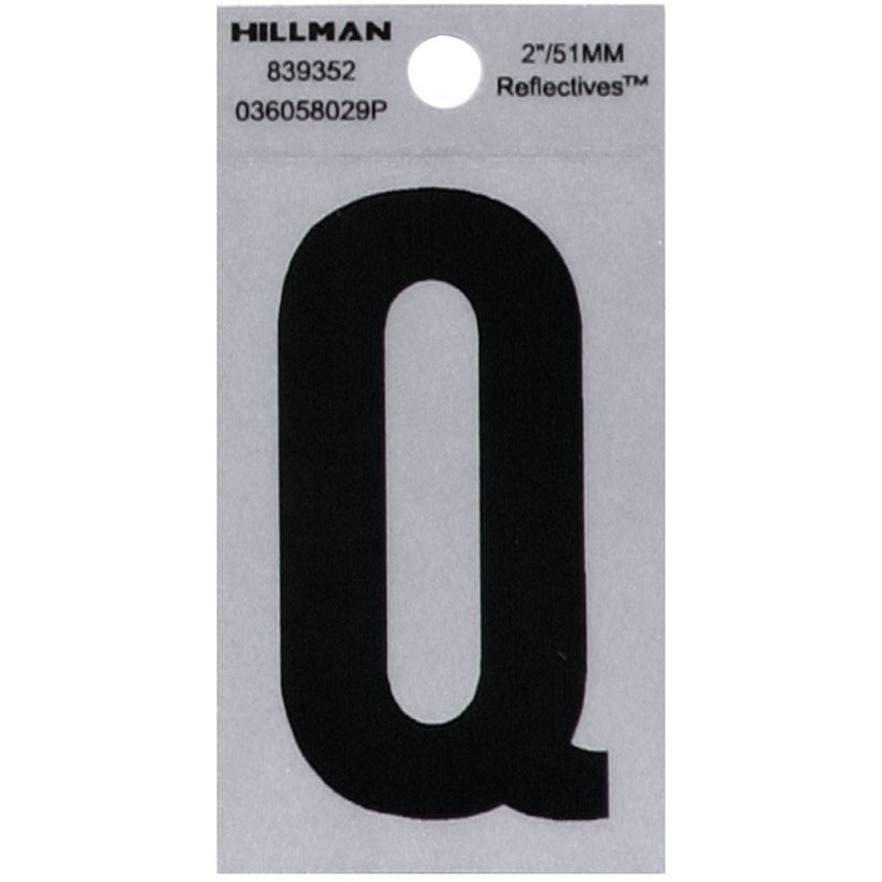 HILLMAN 2 in. Reflective Black Vinyl Self-Adhesive Letter Q 1 pc
