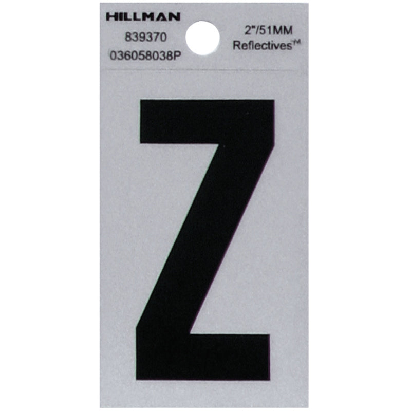 HILLMAN 2 in. Reflective Black Vinyl Self-Adhesive Letter Z 1 pc