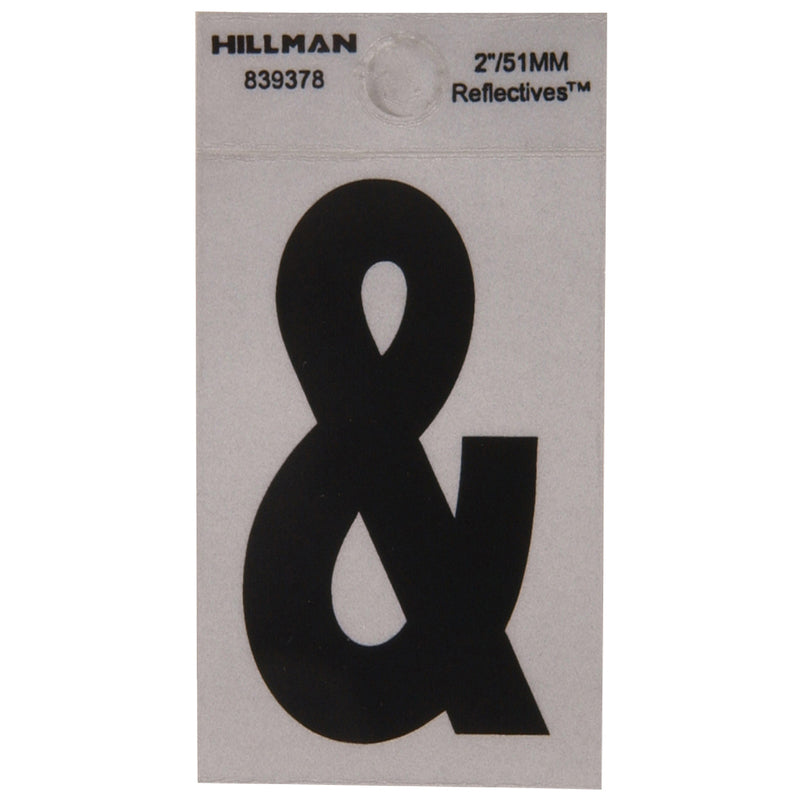 HILLMAN 2 in. Reflective Black Vinyl Self-Adhesive Special Character Ampersand 1 pc