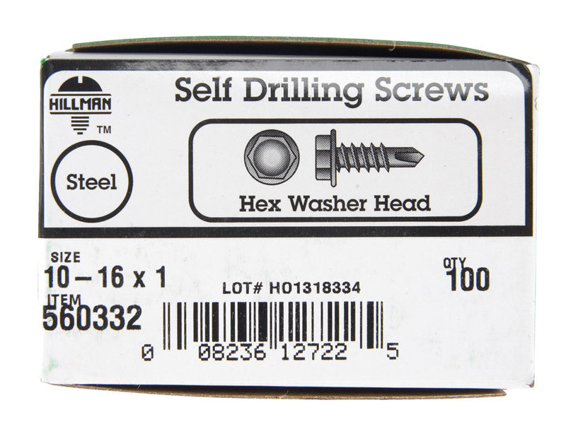 HILLMAN No. 10 Ga. X 1 in. L Hex Hex Washer Head Sheet Metal Screws 100 pk