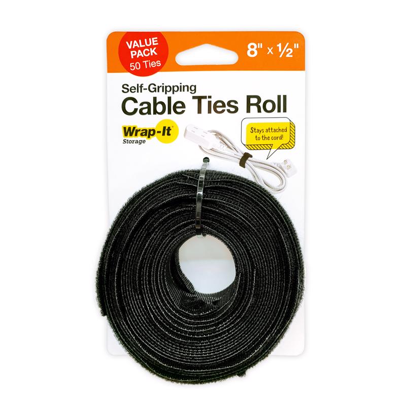 Wrap-It Cable Ties Roll 8 in. L Black Nylon Cable Ties Roll