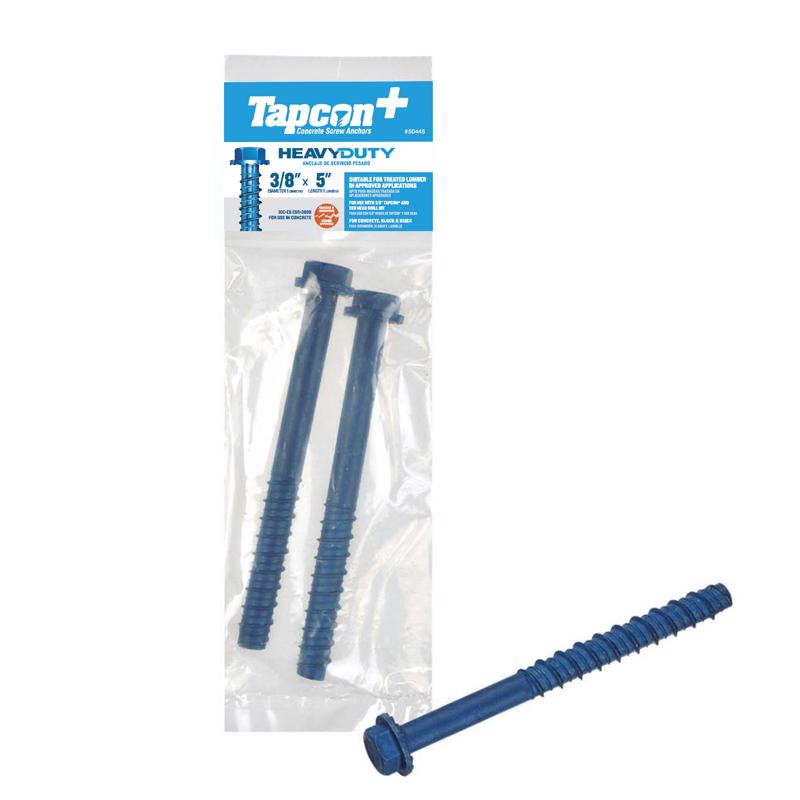 Tapcon 3/8 in. X 5 in. L Hex Drive Hex Washer Head Assorted Concrete Screws