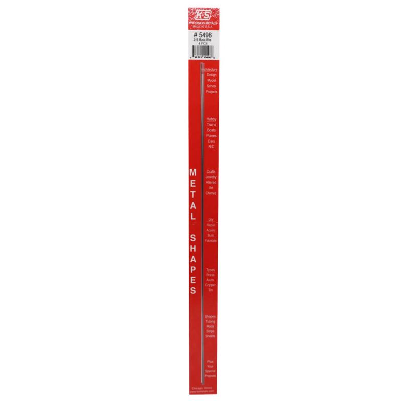 K&S .015 in. D X 1 ft. L Steel 22 Ga. Music Wire