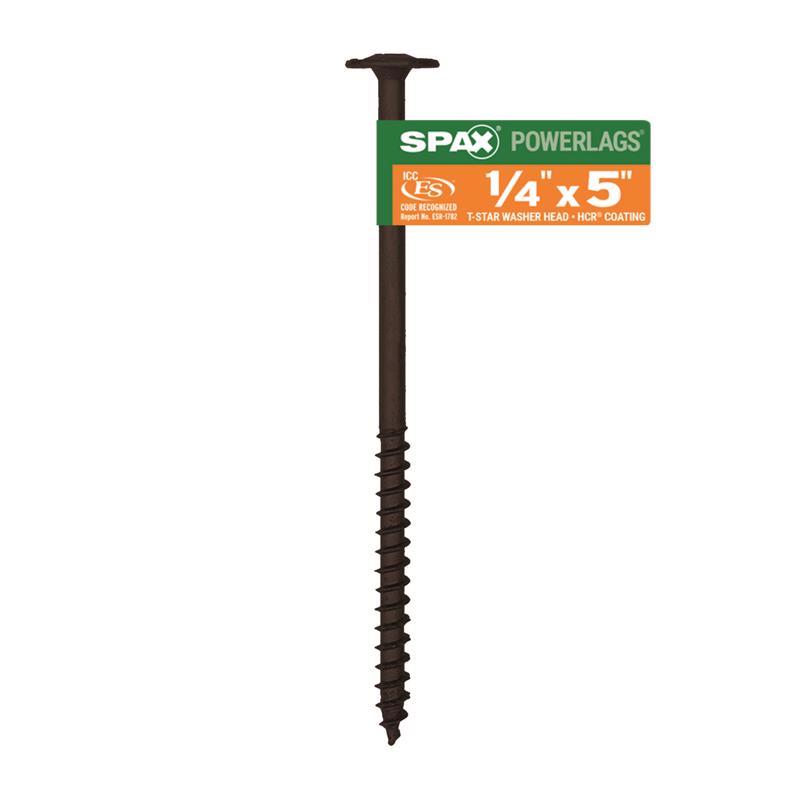 SPAX PowerLags 1/4 in. X 5 in. L Washer High Corrosion Resistant Carbon Steel Lag Screw 1 pk