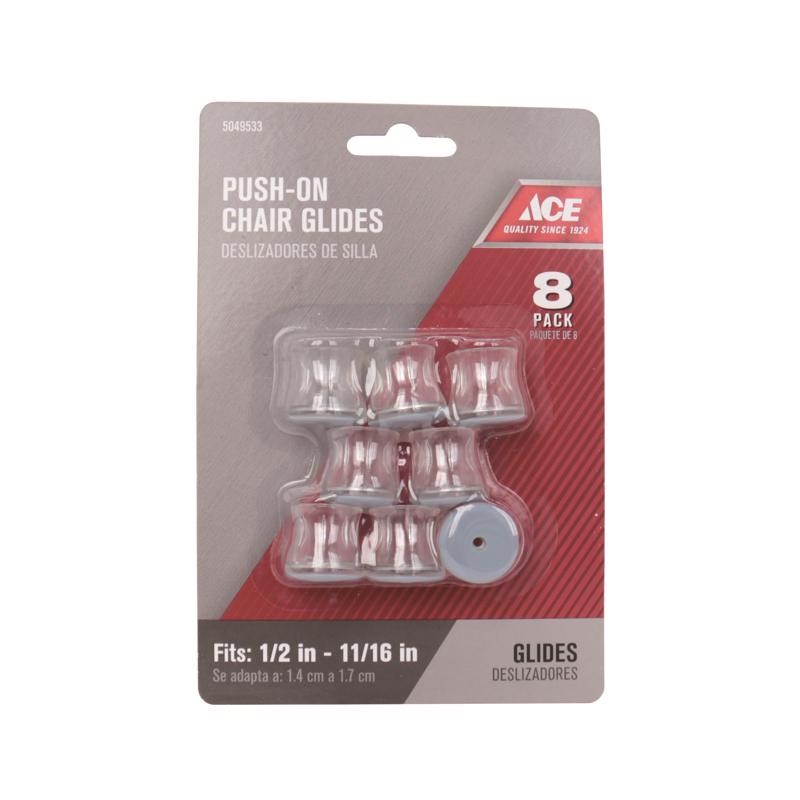Ace Gray 1 in. Push-On Plastic Chair Glide 8 pk