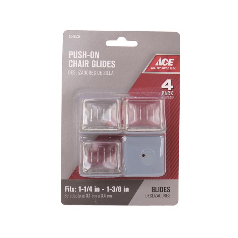 Ace Gray 1-1/2 in. Push-On Plastic Chair Glide 4 pk