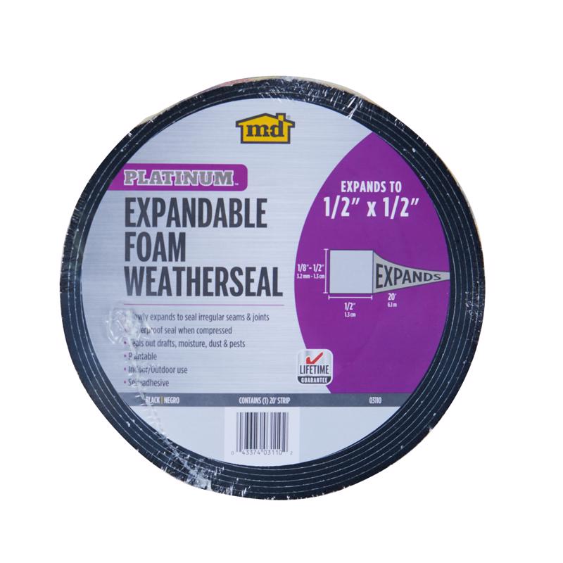 M-D BUILDING PRODUCTS PLATINUM Black Foam Weatherseal For Gaps and Openings 240 in. L X 0.5 in.