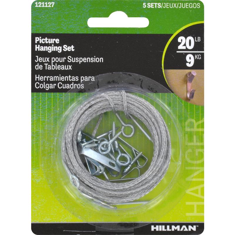 HILLMAN Zinc Conventional Picture Hanging Set 20 lb 5 pk