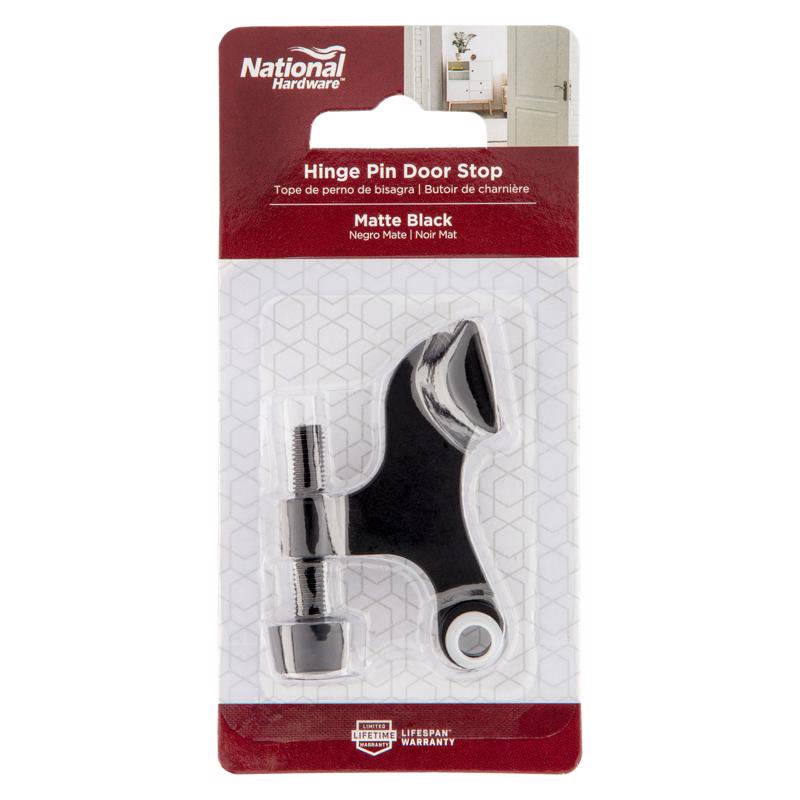 National Hardware 0.65 in. W X 2.53 in. L Zinc Matte Black Hinge Pin Door Stop Mounts to door 0.88 i