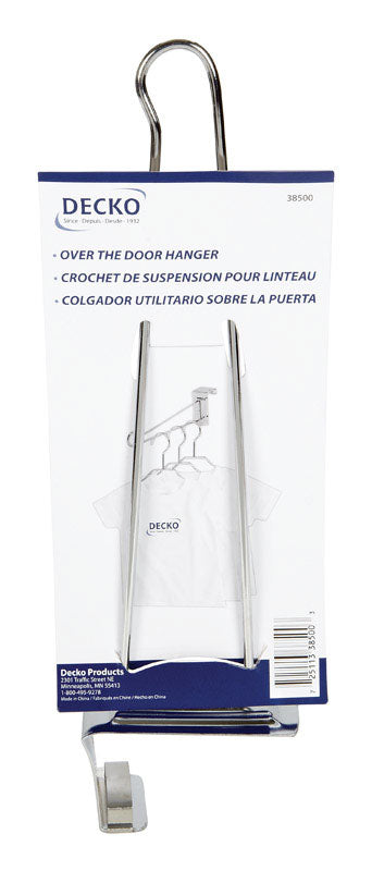 DECKO 13.75 in. L Chrome Silver Chrome Large Over the Door Over Door Hanger 1 pk