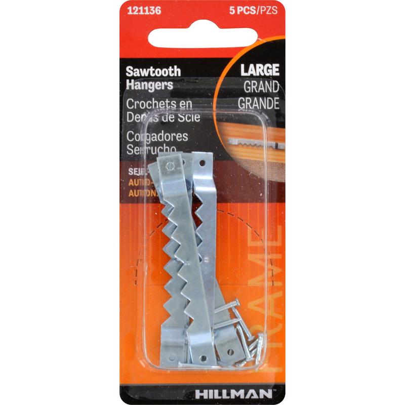 HILLMAN Zinc Silver Large Sawtooth Hanger 1 pk