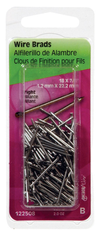 HILLMAN Anchor Wire 18 Ga. X 7/8 in. L Bright Steel Brad Nails 1 pk 2 oz