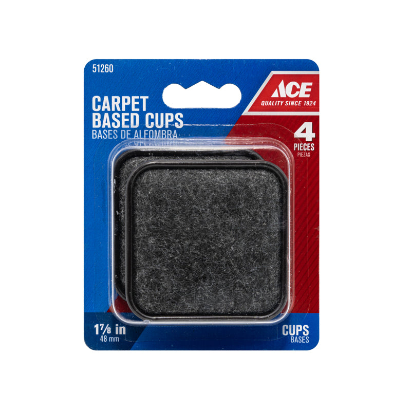 Ace Plastic Furniture Cups W/Carpeted Base Brown Square 1-7/8 in. W X 1-7/8 in. L 4 pk