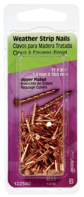 HILLMAN Anchor Wire 3/4 in. Weatherstrip Copper Copper Nail Flat Head