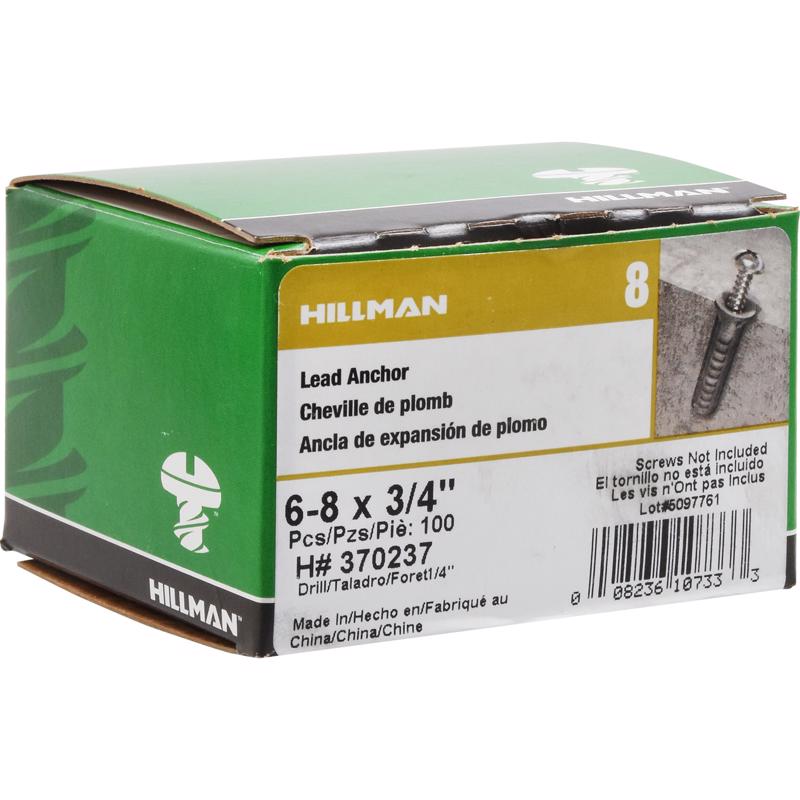 HILLMAN .138 in. D X 3/4 in. L Lead Round Head Lead Wood Screw Anchor 1 pk
