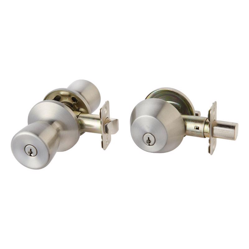 Ace Tulip Satin Deadbolt and Entry Door Knob 1-3/4 in.