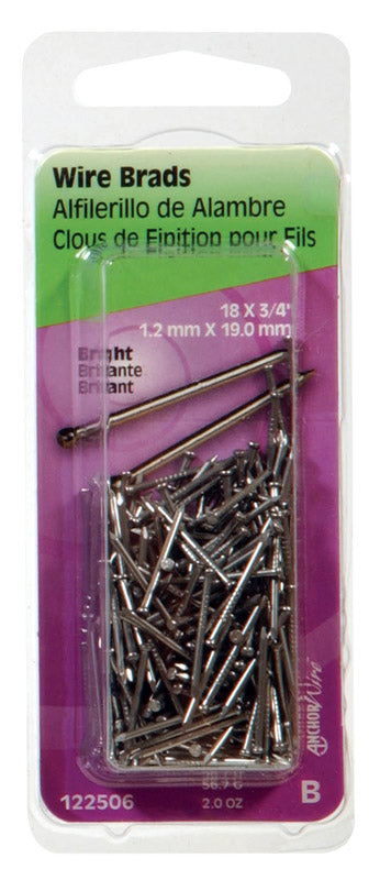 HILLMAN Anchor Wire 18 Ga. X 3/4 in. L Bright Steel Brad Nails 1 pk 2 oz