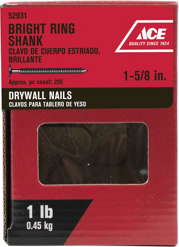 Ace 1-5/8 in. Drywall Bright Steel Nail Flat Head 1 lb