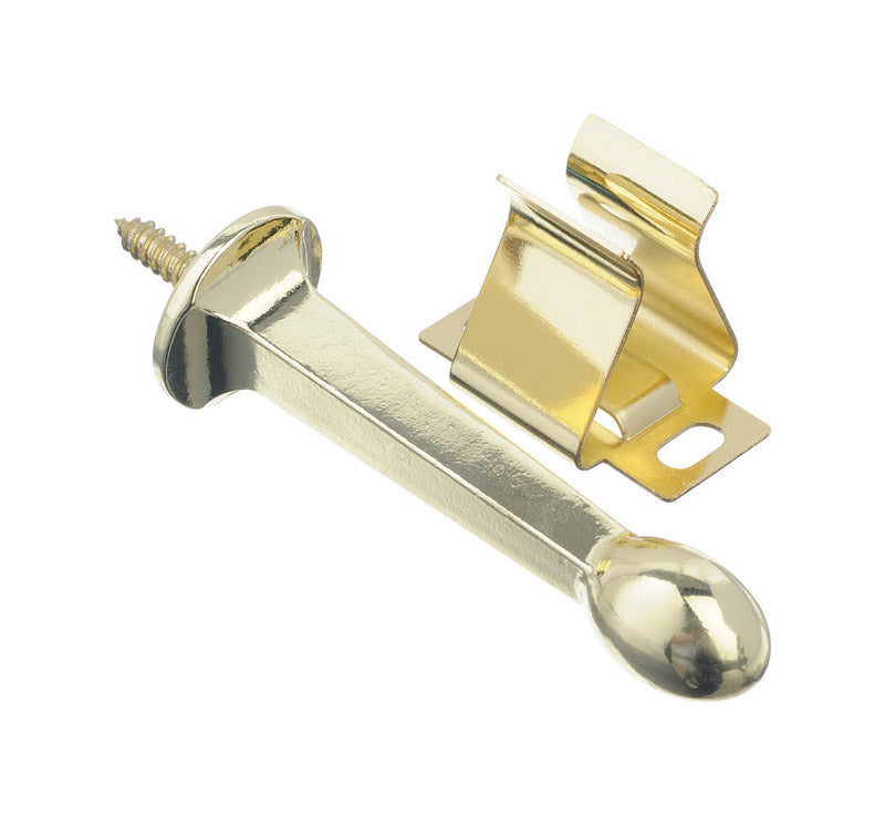 Ace 3 in. W Metal Bright Gold Rigid Door Stop w/Holder Mounts to door and wall 5/32 in.