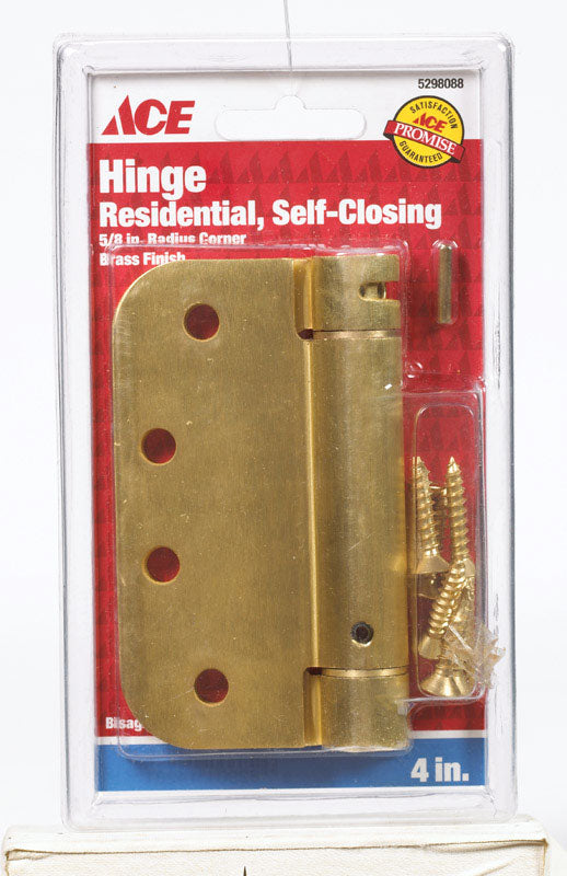 Ace 4 in. L Satin Brass Self Closing Hinge 1 pk