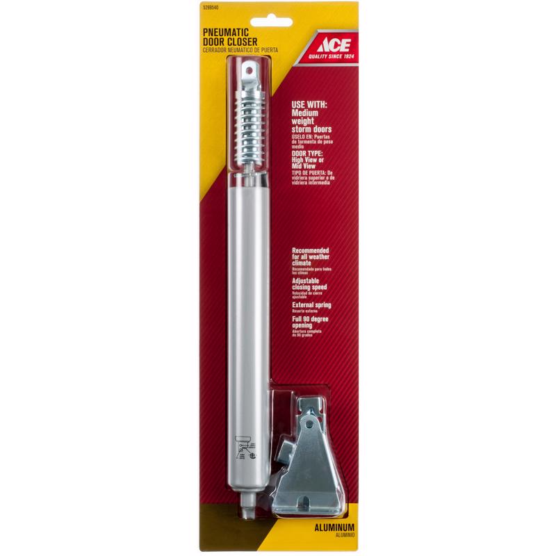 Ace Silver Aluminum Pneumatic Screen/Storm Door Closer