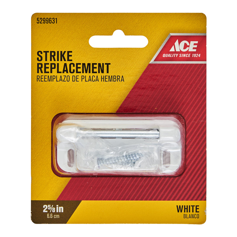 Ace 2-5/8 in. D X 2-5/8 in. L White Steel Screen/Storm Door Strike 1 pk