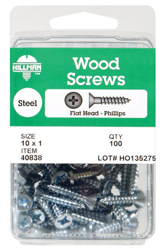 HILLMAN No. 10 X 1-1/2 in. L Phillips Zinc-Plated Coarse Wood Screws 1 pk