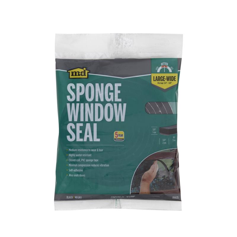 M-D BUILDING PRODUCTS Black Rubber Weather Stripping Tape For Doors and Windows 10 ft. L X 0.38 in.