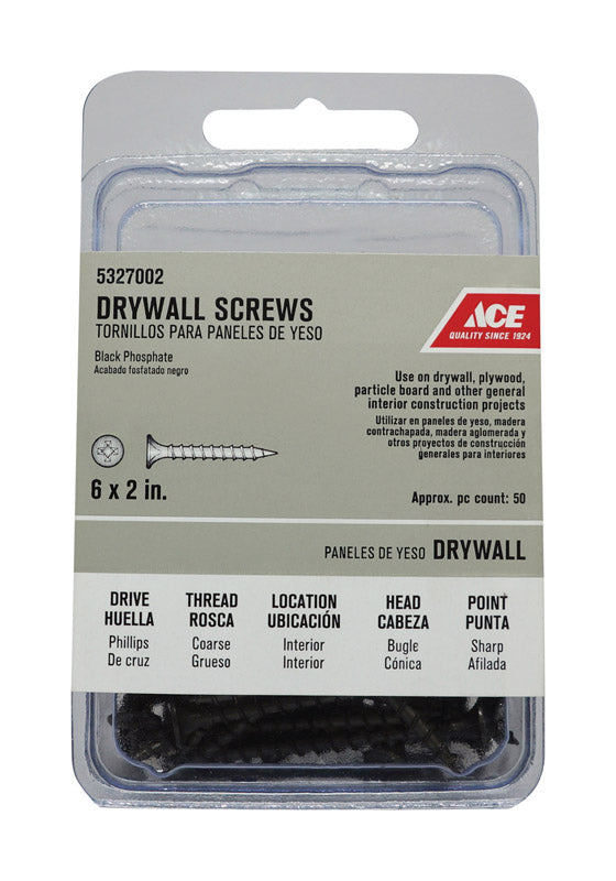 Ace No. 6 wire X 2 in. L Phillips Coarse Drywall Screws 50 pk