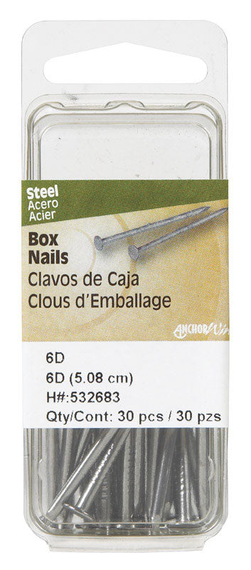 HILLMAN 6D 2 in. Box Polished Steel Nail Large Head