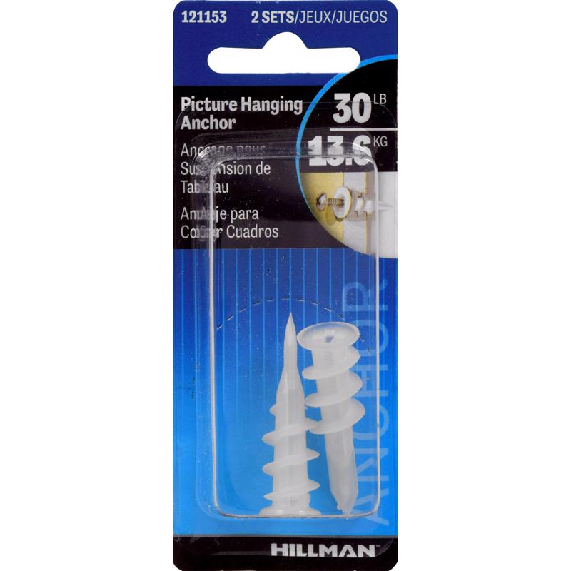 HILLMAN White Large Picture Hanger 2 pk