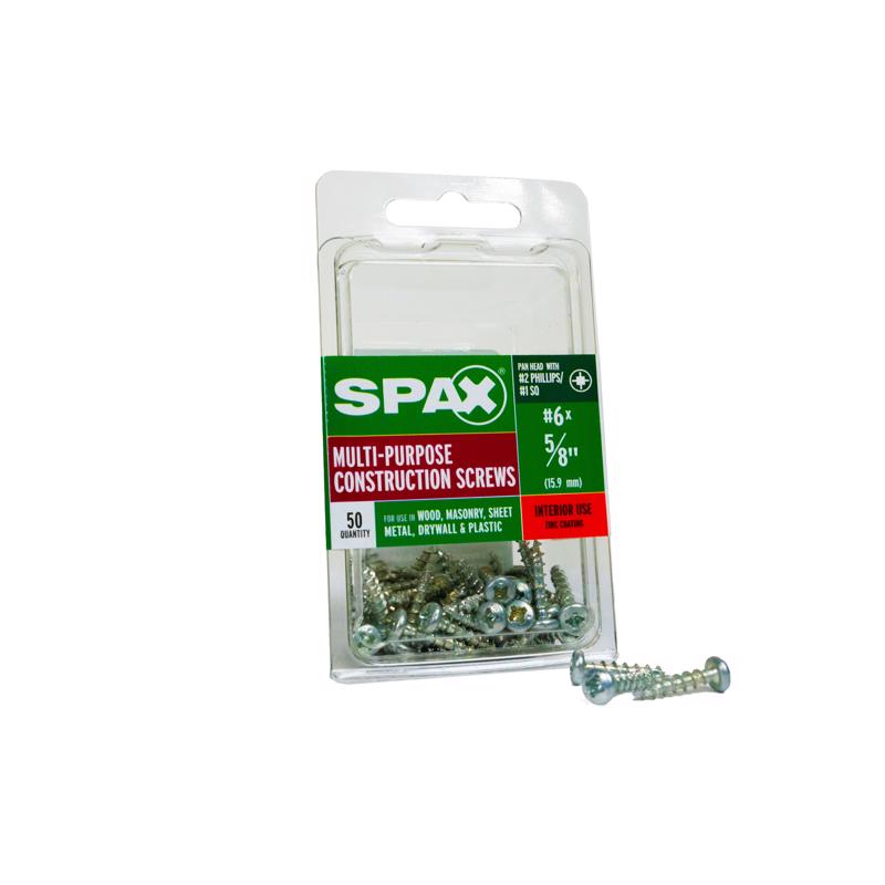 SPAX No. 6 X 5/8 in. L Phillips/Square Zinc-Plated Serrated Multi-Material Screw 50 pk