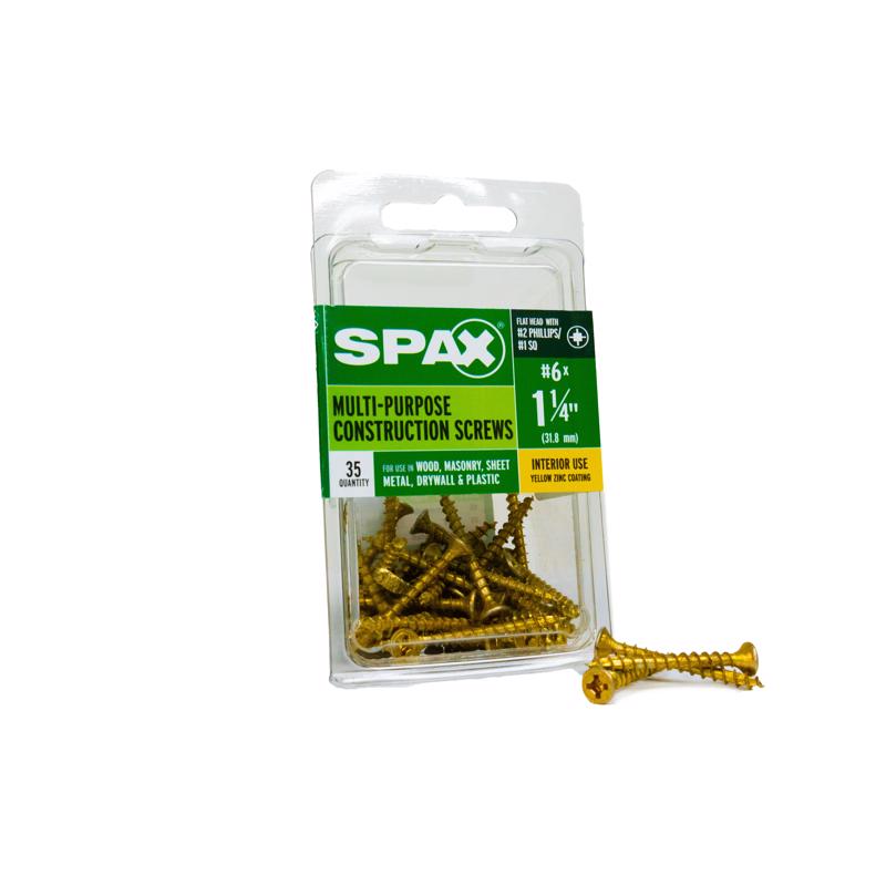 SPAX Multi-Material No. 6 Label X 1-1/4 in. L Unidrive Flat Head Serrated Construction Screws