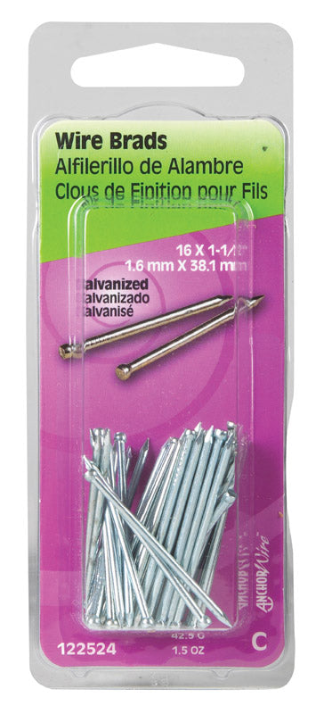 HILLMAN 16 Ga. X 1-1/2 in. L Galvanized Steel Brad Nails 1 pk 1.5 oz
