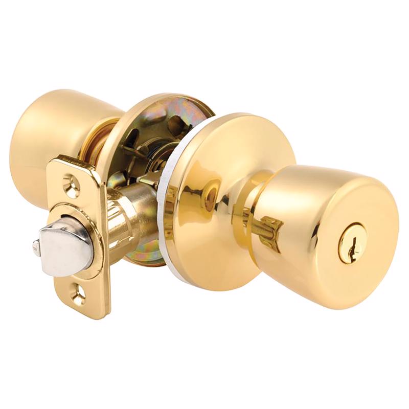 Ace Mobile Home Polished Brass Entry Door Knob 1-3/4 in.