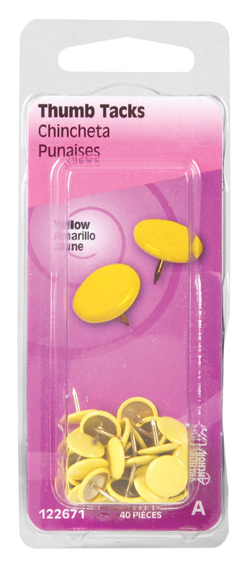 HILLMAN 0.375 in. L Yellow Steel Thumb Tacks 40 pk