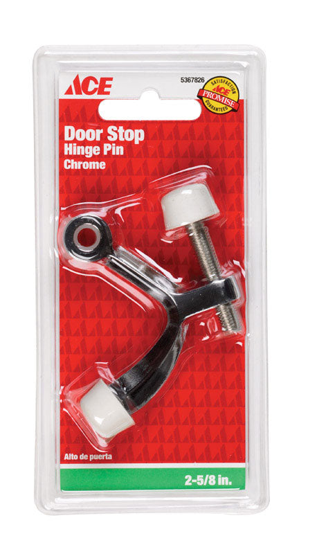 Ace 2-5/8 in. W Metal Chrome Hinge Pin Door Stop Mounts to door and wall 0 in.