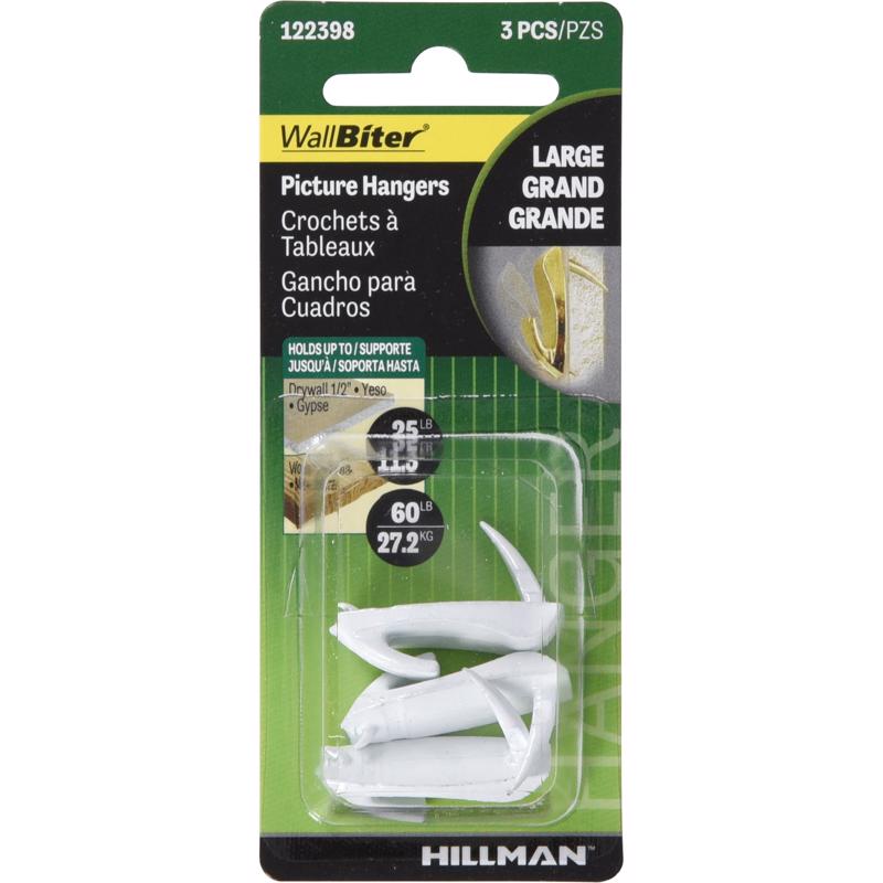 HILLMAN WallBiter Brass-Plated Large Picture Hook 60 lb 3 pk