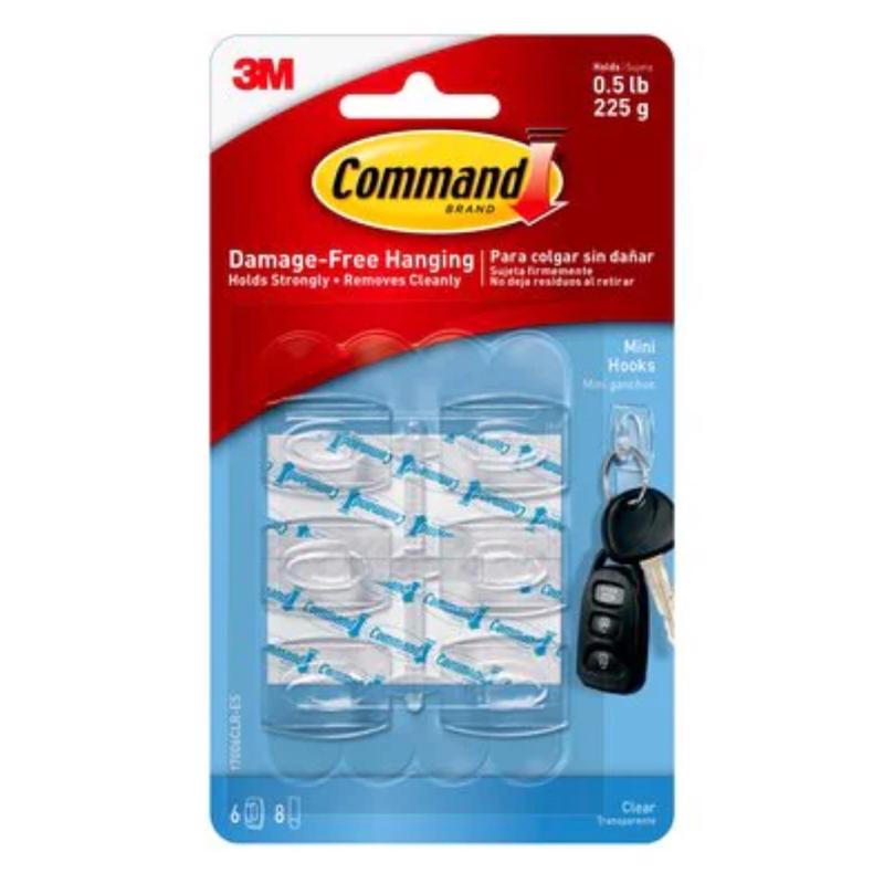 3M Command Mini Plastic Hook 1.08 in. L 18 pk