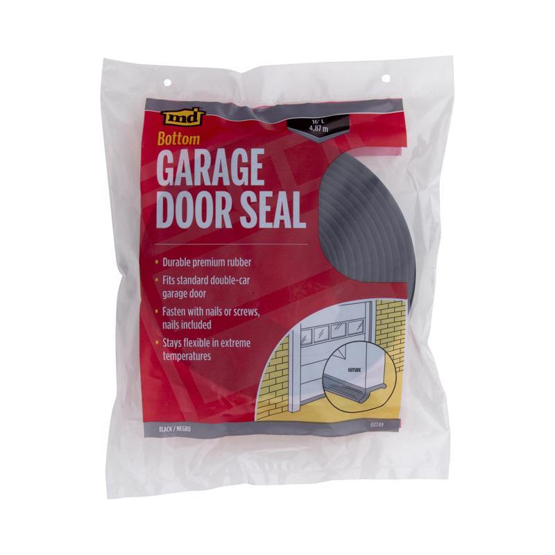 M-D BUILDING PRODUCTS Black Rubber Door Set Seal For Garage Doors 192 in. L X 1 in.