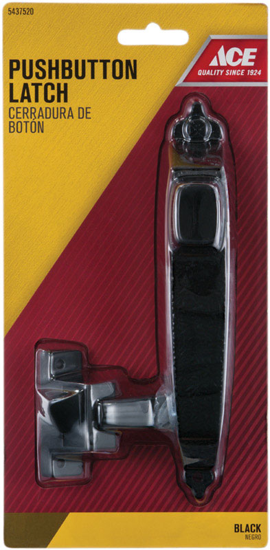 Ace Bare Black Steel Push Button Latch 1 pk