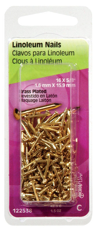 HILLMAN 5/8 in. Binding Brass-Plated Steel Nail Flat Head