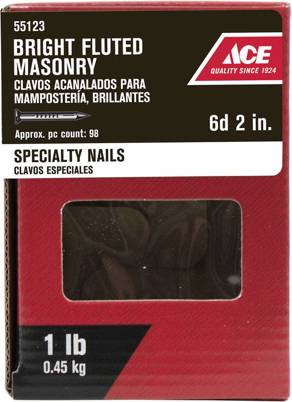 Ace 6D 2 in. Masonry Bright Steel Nail Flat Head 1 lb