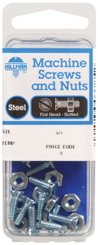 HILLMAN No. 10-24 Ga. X 3/4 in. L Slotted Flat Head Zinc-Plated Steel Machine Screws 10 pk