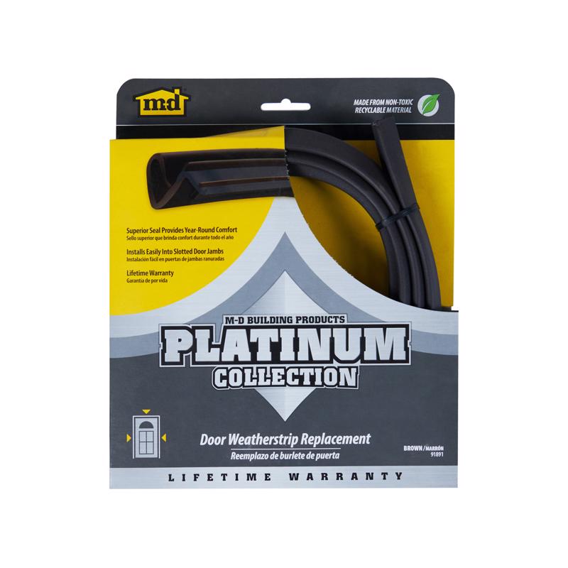 M-D BUILDING PRODUCTS PLATINUM Brown Rubber Top & Sides Door Seal For Doors 84 in. L X 0.63 in.